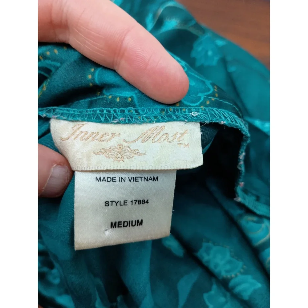 Vintage green satin whimsigoth fairycore 2‎ piece robe size Medium
